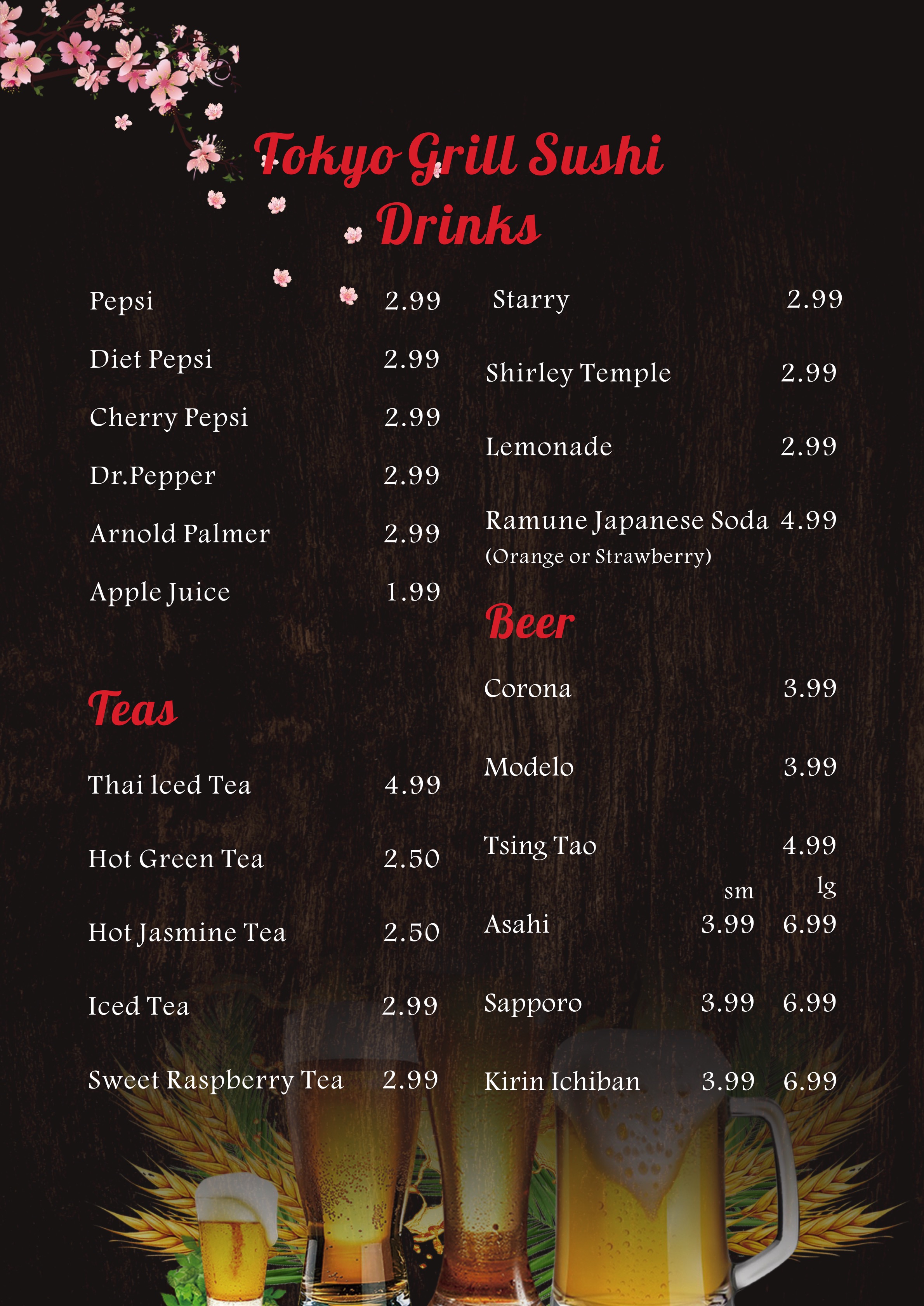 Tokyo Grill Sushi menu page 1